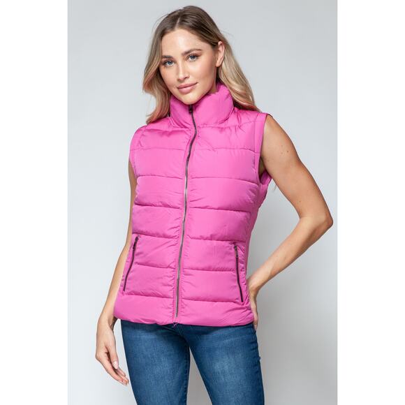 SNOBBISH Pink Zip Up Turtleneck Puffer Vest Full Zip Pockets NEW Fall Winter - Picture 2 of 7